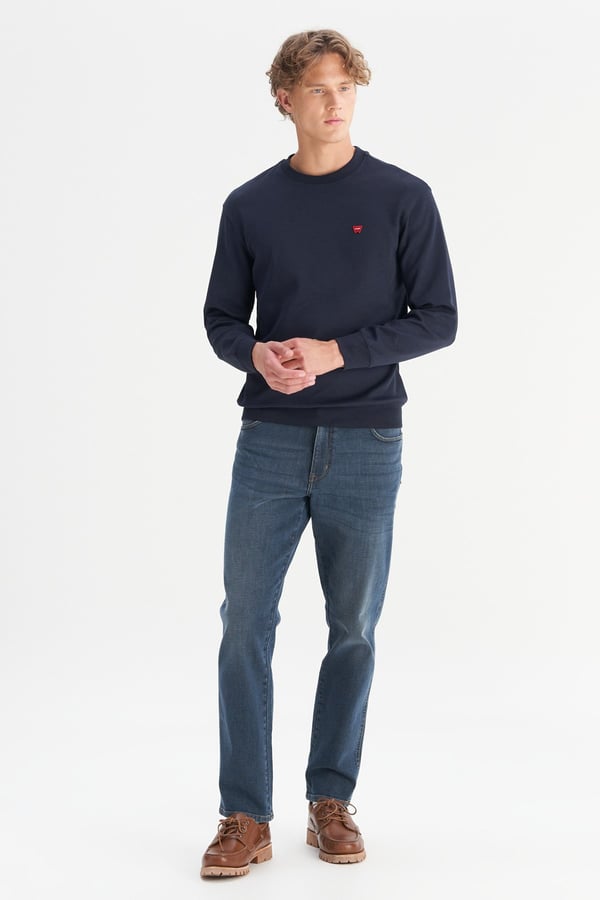 Wrangler Erkek Patch Logo Sweatshirt Lacivert Erkek Sweatshirt