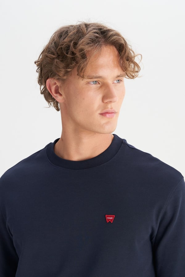 Wrangler Erkek Patch Logo Sweatshirt Lacivert Erkek Sweatshirt