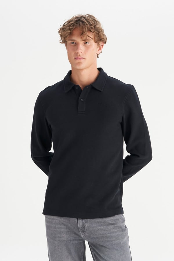 Wrangler Erkek Polo Yaka T-shirt Siyah Erkek T-Shirt