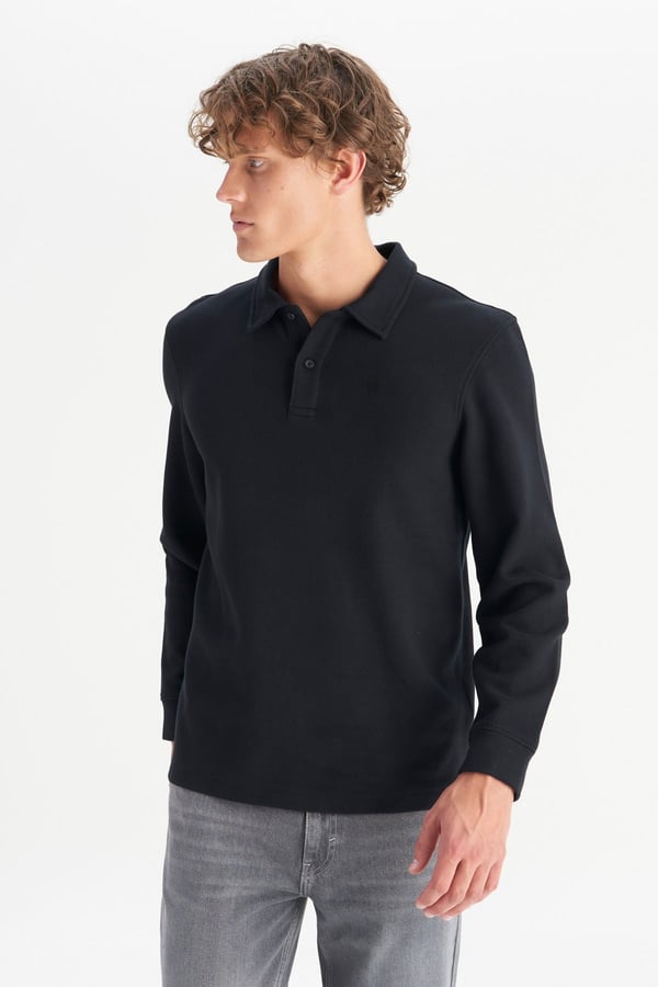 Wrangler Erkek Polo Yaka T-shirt Siyah Erkek T-Shirt