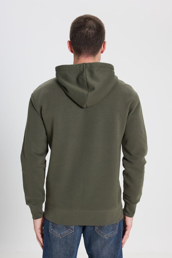 Wrangler Grafik Logolu Kapüşonlu Sweatshirt Haki Erkek Sweatshirt