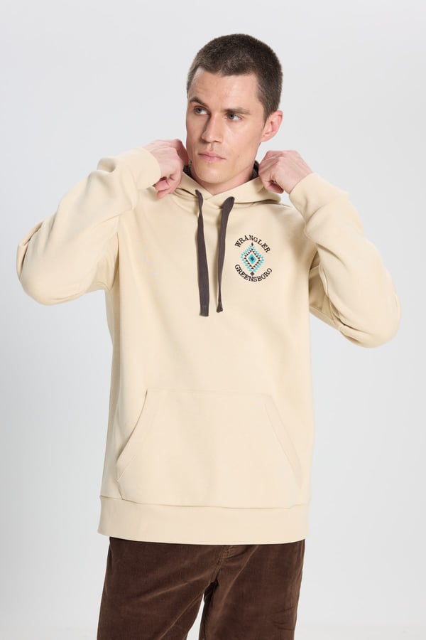 Wrangler Kapüşonlu Sweatshirt Bej Erkek Sweatshirt