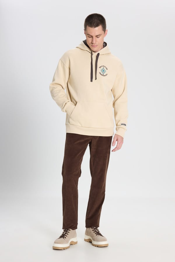 Wrangler Kapüşonlu Sweatshirt Bej Erkek Sweatshirt