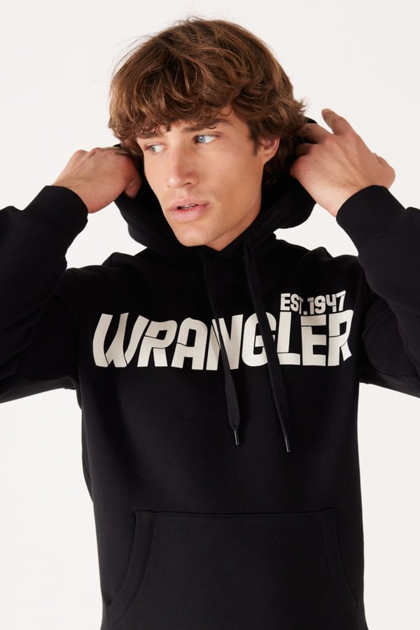 Wrangler Kapüşonlu Sweatshirt Siyah Erkek Sweatshirt