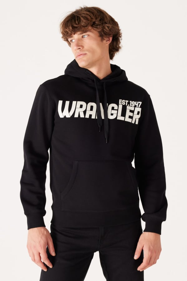 Wrangler Kapüşonlu Sweatshirt Siyah Erkek Sweatshirt