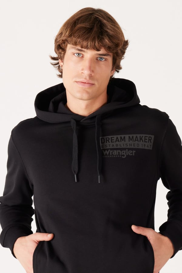 Wrangler Kapüşonlu Sweatshirt Siyah Erkek Sweatshirt