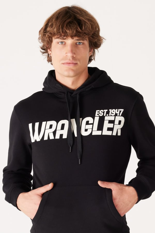 Wrangler Kapüşonlu Sweatshirt Siyah Erkek Sweatshirt