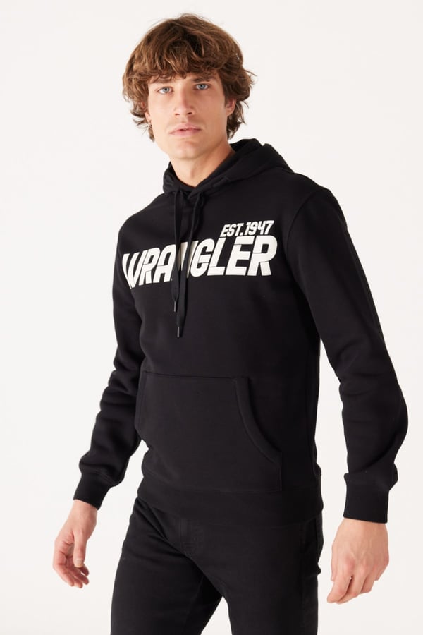 Wrangler Kapüşonlu Sweatshirt Siyah Erkek Sweatshirt