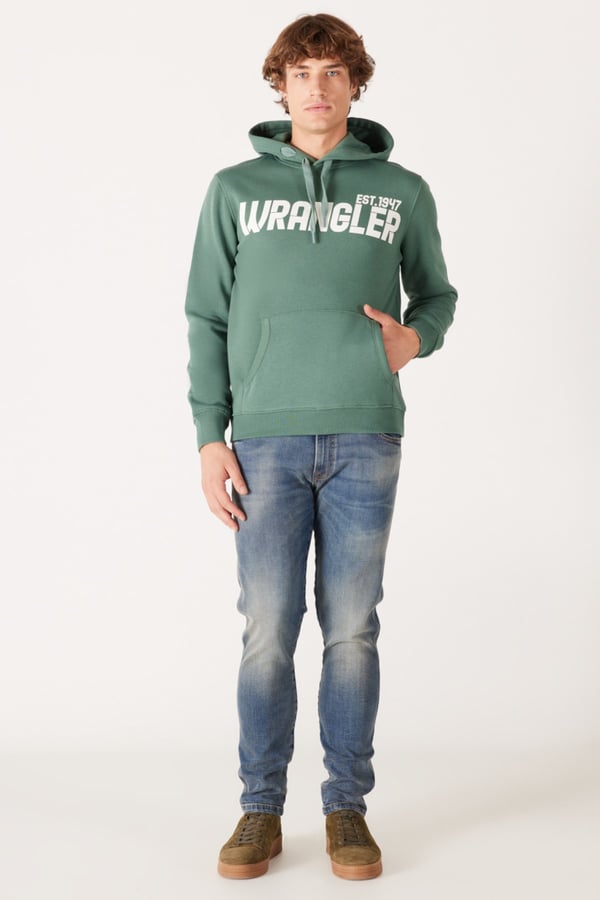 Wrangler Kapüşonlu Sweatshirt Yeşil Erkek Sweatshirt