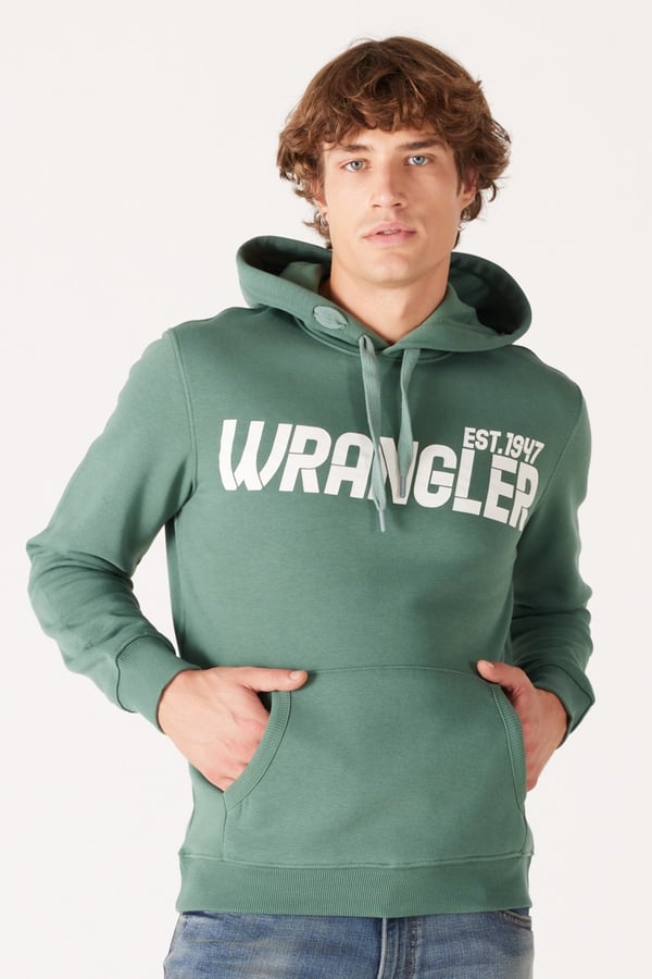 Wrangler Kapüşonlu Sweatshirt Yeşil Erkek Sweatshirt