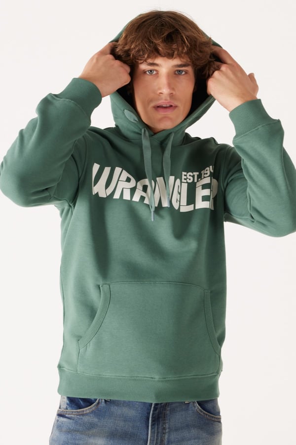 Wrangler Kapüşonlu Sweatshirt Yeşil Erkek Sweatshirt