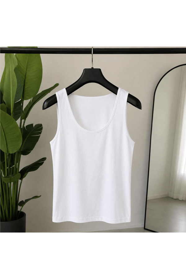Kadın Basic Askılı Slim Fit U Yaka Atlet - Beyaz