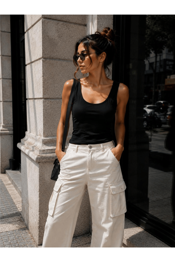 Kadın Basic Askılı Slim Fit U Yaka Atlet - Siyah