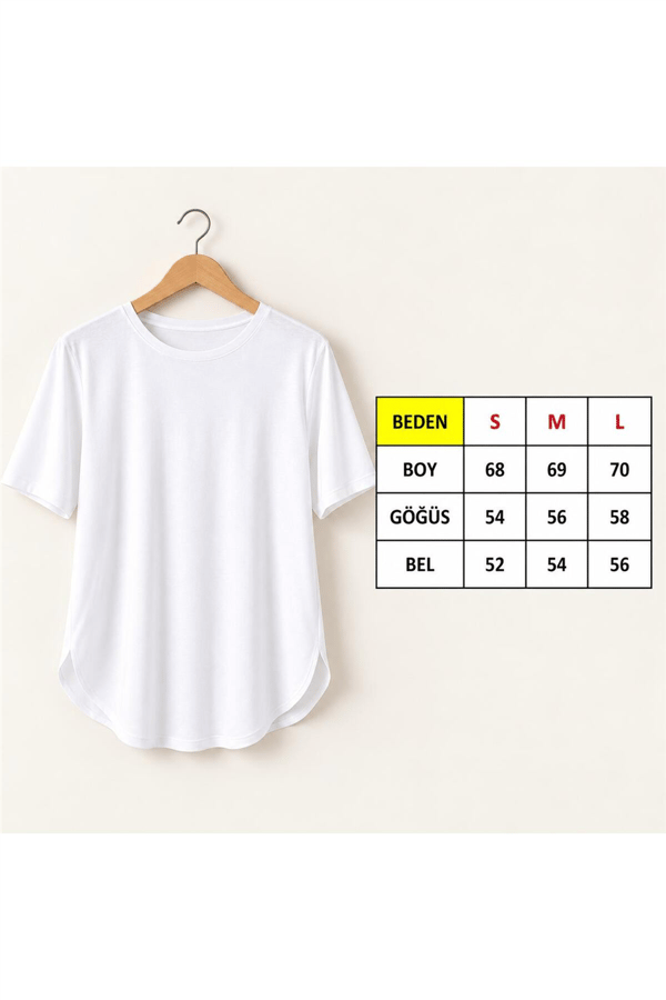 Kadın Beyaz Bisiklet Yaka Basic T-shirt MTA025