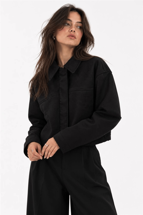 Kadın Bomber Süet Ceket MTA030 - Siyah