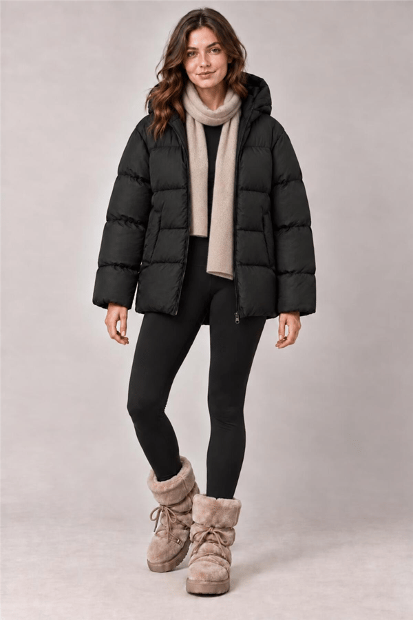 Kadın Siyah Basic Şişme Mont MTA027