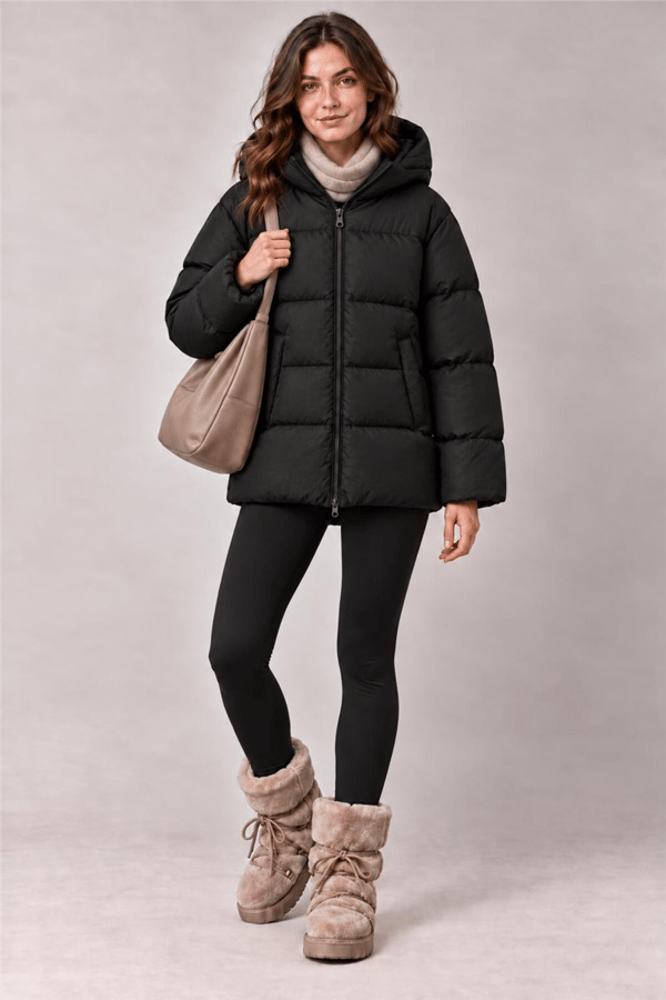 Kadın Siyah Basic Şişme Mont MTA027