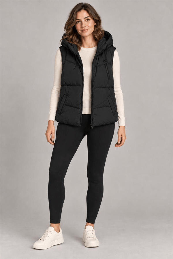Kadın Siyah Oversize Basic Şişme Yelek MTA028