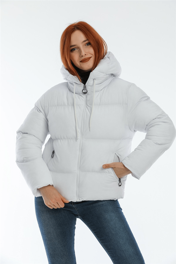 Kapüşonlu Şişme Mont Ac-y50230lnw - Beyaz