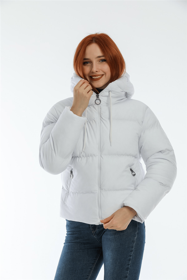 Kapüşonlu Şişme Mont Ac-y50230lnw - Beyaz