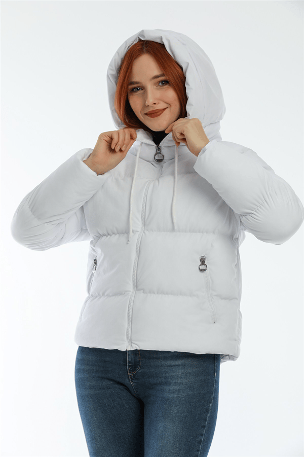 Kapüşonlu Şişme Mont Ac-y50230lnw - Beyaz