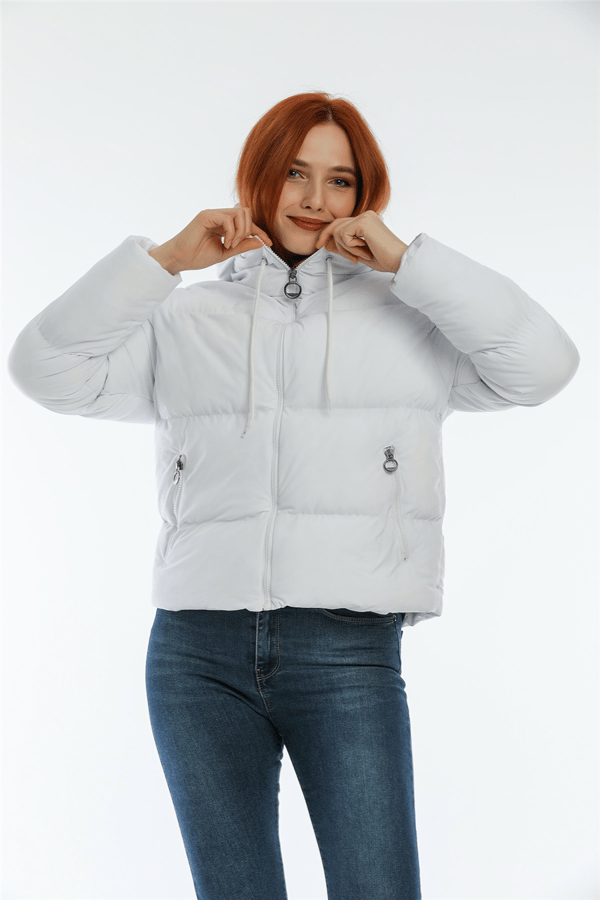 Kapüşonlu Şişme Mont Ac-y50230lnw - Beyaz