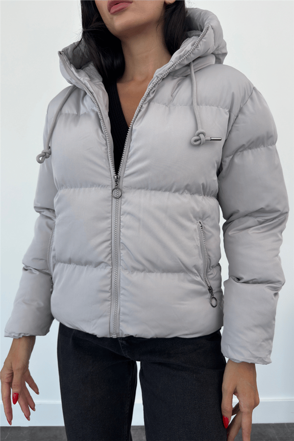 Kapüşonlu Şişme Mont Ac-y50230lnw - Gri