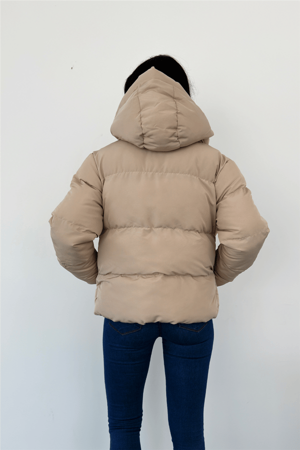 Kapüşonlu Şişme Mont Ac-y50230lnw - Vizon-2