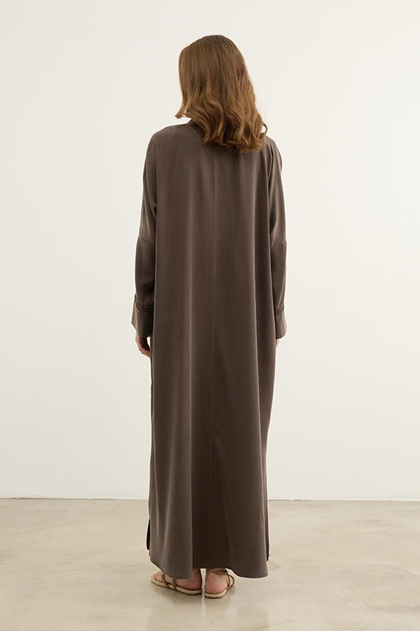 %100 Liyosel Abaya Takım Acı kahve