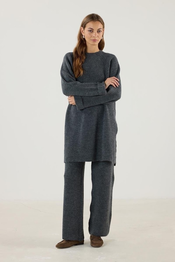 Antrasit Kazak, Pantolon Örme Triko Takım