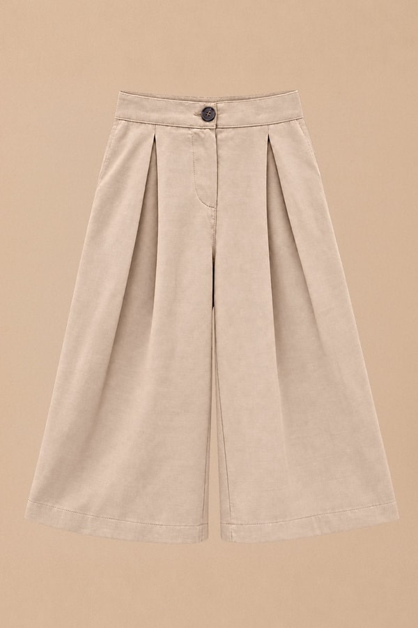 Bol Kesim Unisex Çocuk Pantolon Bej