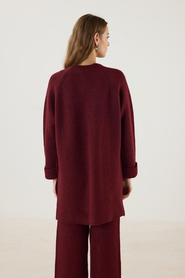 Bordo Kazak, Pantolon Örme Triko Takım