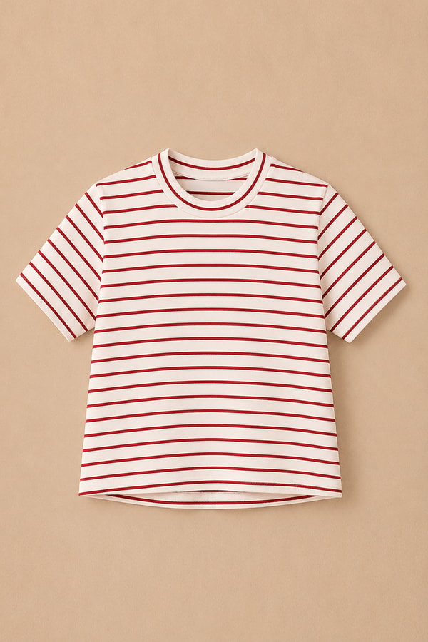 Çizgili Unisex Çocuk Tshirt Kırmızı