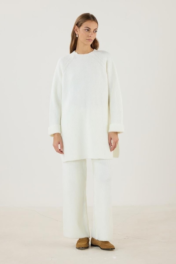 Ekru Kazak, Pantolon Örme Triko Takım