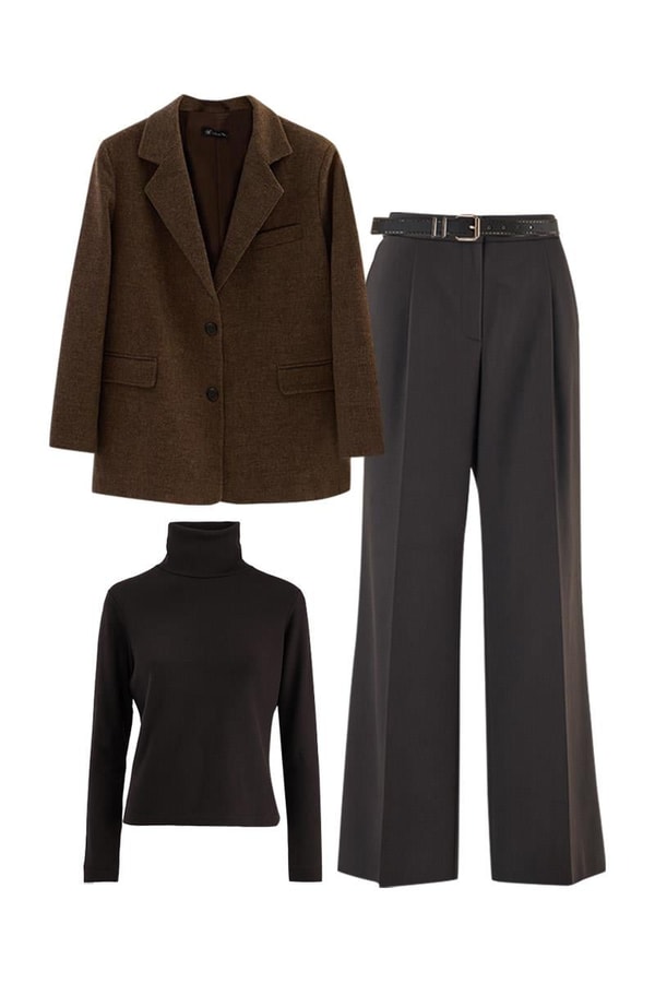 Kaşe Blazer Kahverengi