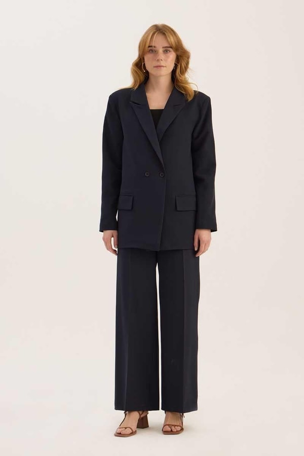 Klasik Kesim Blazer Lacivert