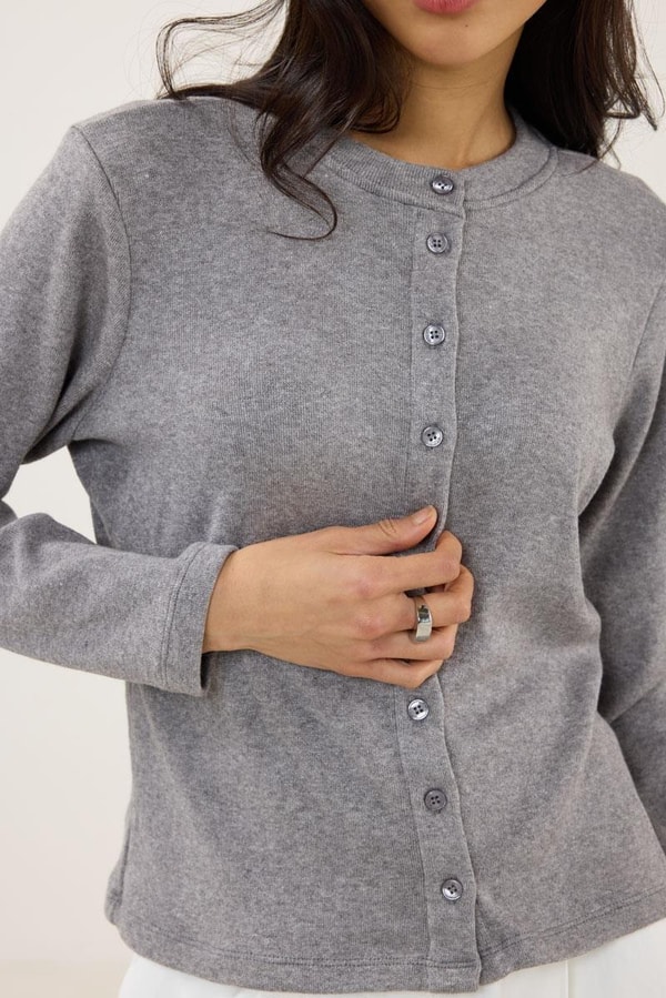 Koyu Gri Kaban Hırka Etek Kombini