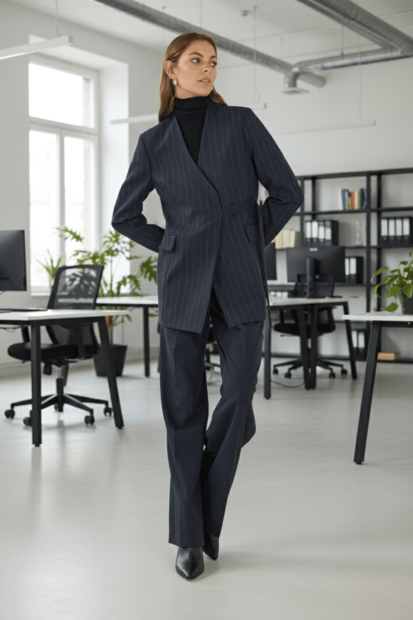 Lacivert Ceket Pantolon Body Ofis Kombini