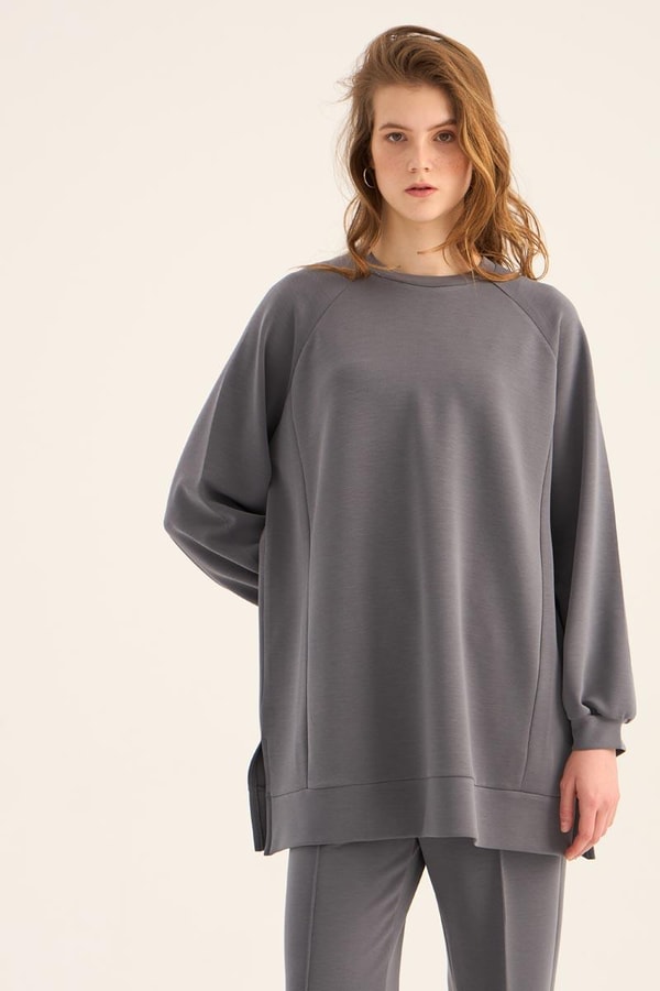 Modal Sweatshirt Koyu Gri