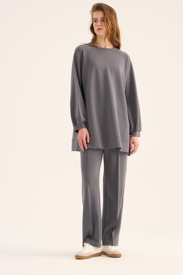 Modal Sweatshirt Koyu Gri