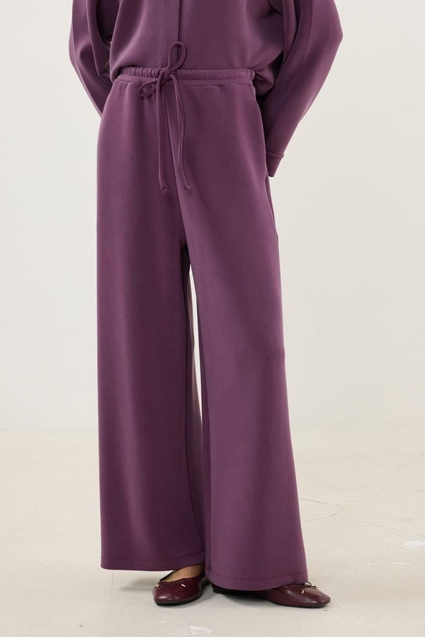 Mürdüm Sweatshirt Bağcıklı Eşofman Takım