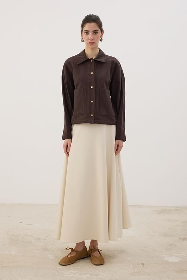 Nakışlı Kanvas Ceket Acı kahve