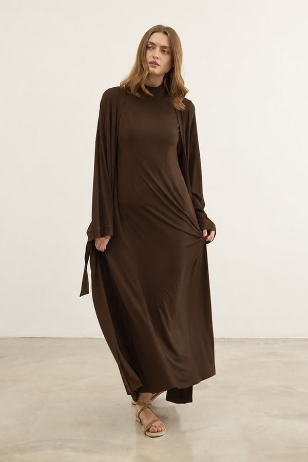Oversize Viskon Kimono Acı kahve