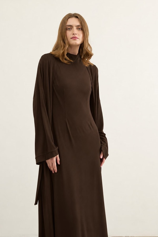 Oversize Viskon Kimono Acı kahve