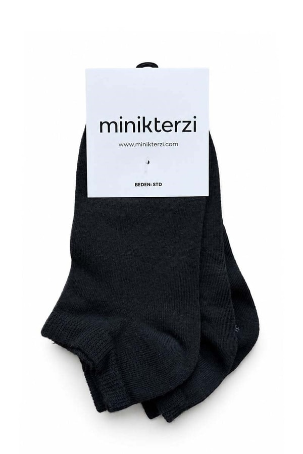 Pamuklu 3'lü Patik Çorap Seti Siyah