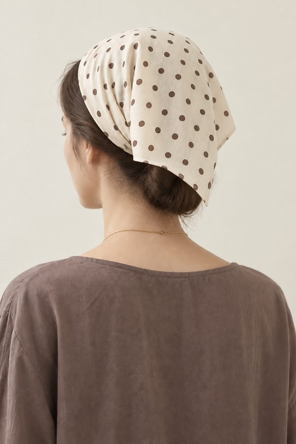 Puantiyeli Üçgen Bandana Kahverengi