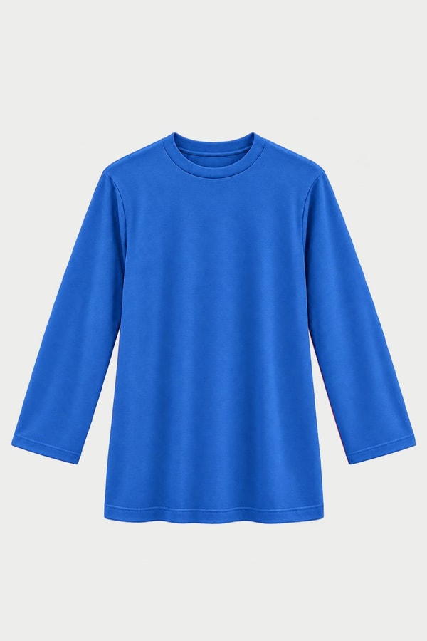 Rahat Kesim Uzun Sweatshirt Kobalt Mavisi