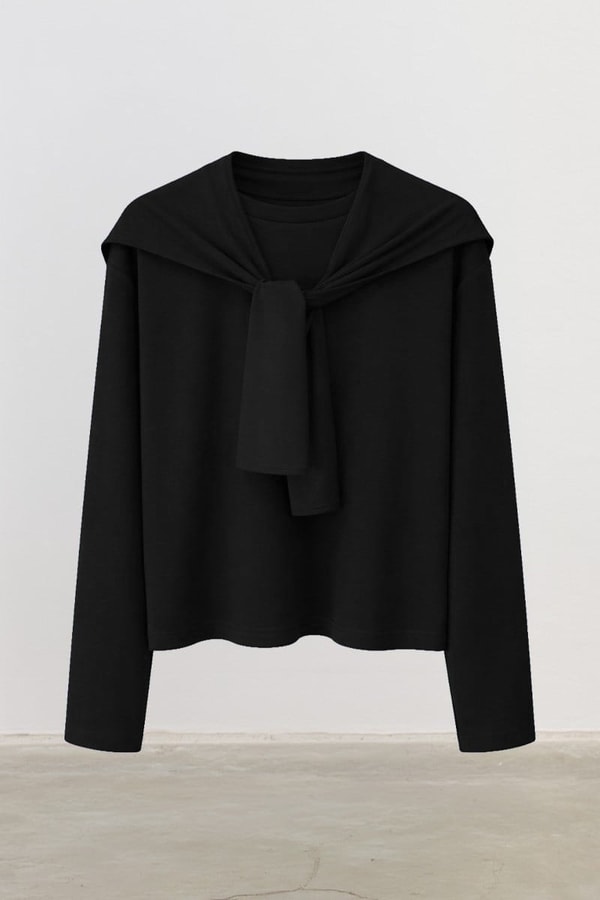 Seyyar Parçalı Sweatshirt Siyah