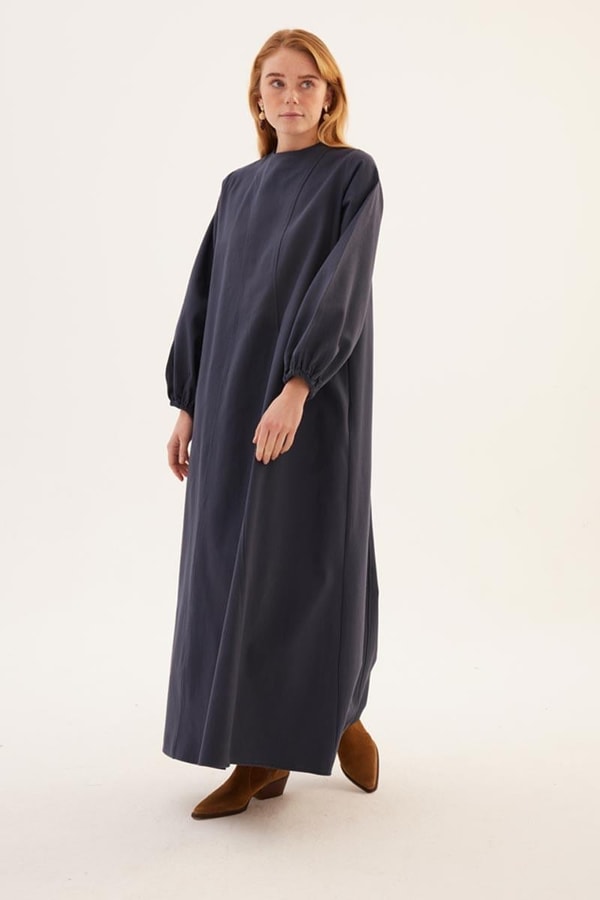 Soft Kanvas Elbise Lacivert