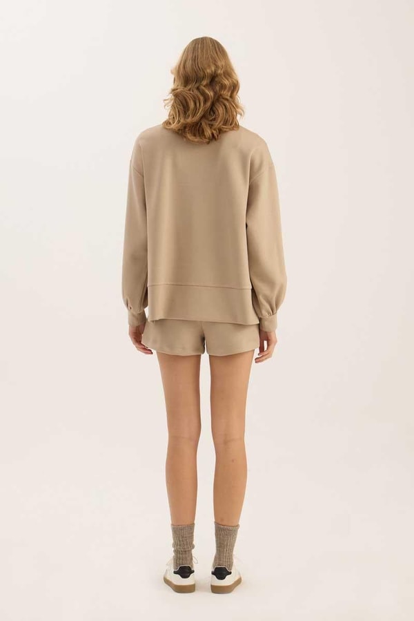 Sweatshirt Şort Koyu Vizon